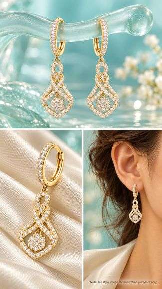 ELEGANT 1.79 CARATS T.W. 14K ROSE GOLD DIAMOND DROP EARRINGS