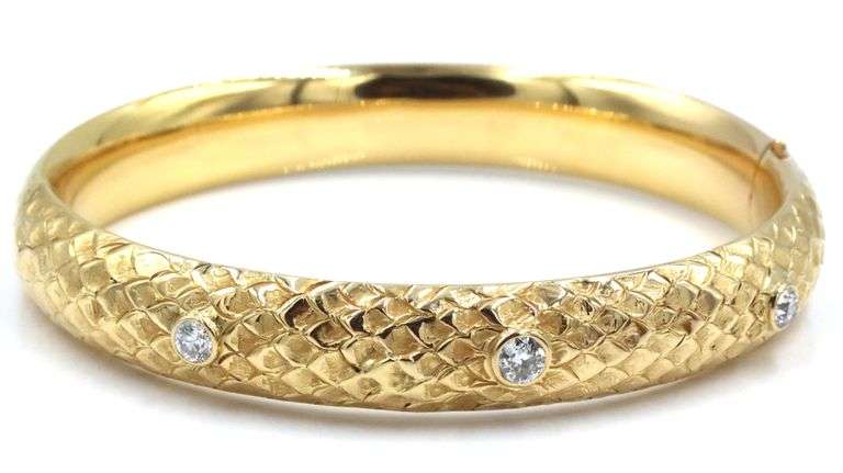Valuable 18K YG Estate Bangle with Dimonds