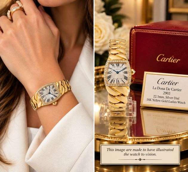 Cartier La Dona De Cartier 2903, 22.5mm, Silver Dial, 18K Yellow Gold Ladies Watch