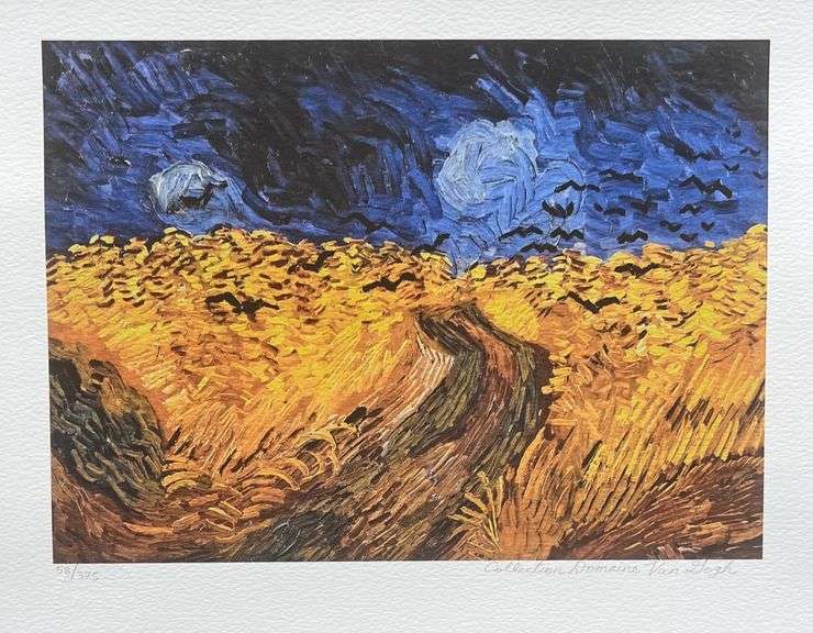 Estate Pencil Signed Vincent Van Gogh, Wheat Field with Crows