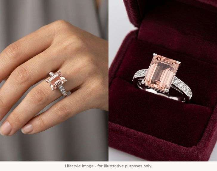 CERTIFIED 14K WHITE GOLD DIAMOND AND MORGANITE RING