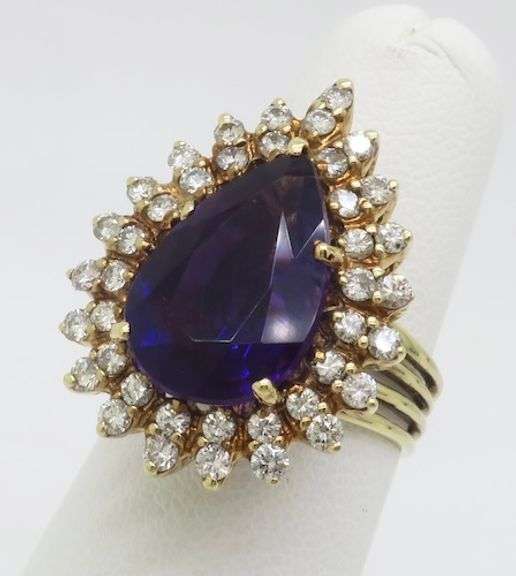 Estate Amethyst & Diamond Double Halo Ring