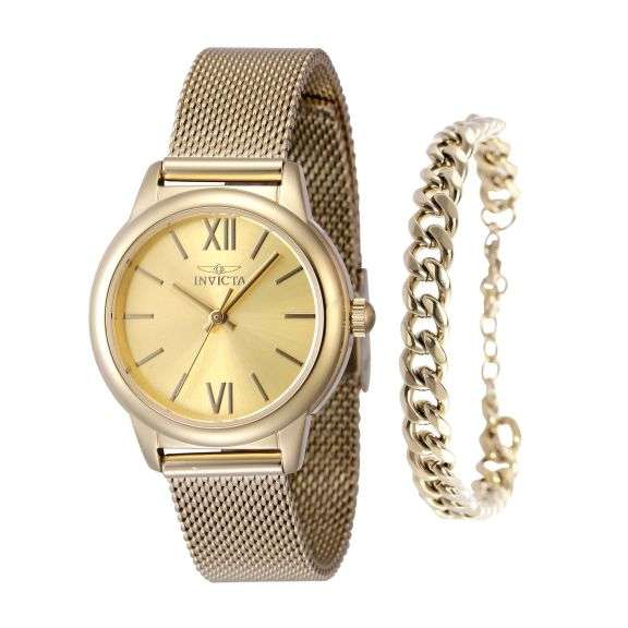 Invicta Women's Angel Quartz 3 Hand Gold Dial Watch