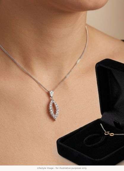 CERTIFIED 14K WHITE GOLD NECKLACE WITH DIAMOND PENDANT