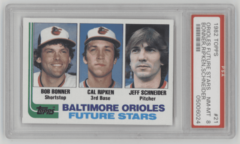 Near Mint-Mint 1982 Topps Cal Ripken, Jr Rookie Card #21. PSA-8