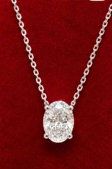 brand new 3.00 Carat Oval Diamond Pendant Necklace in 14K White Gold Solitaire Setting