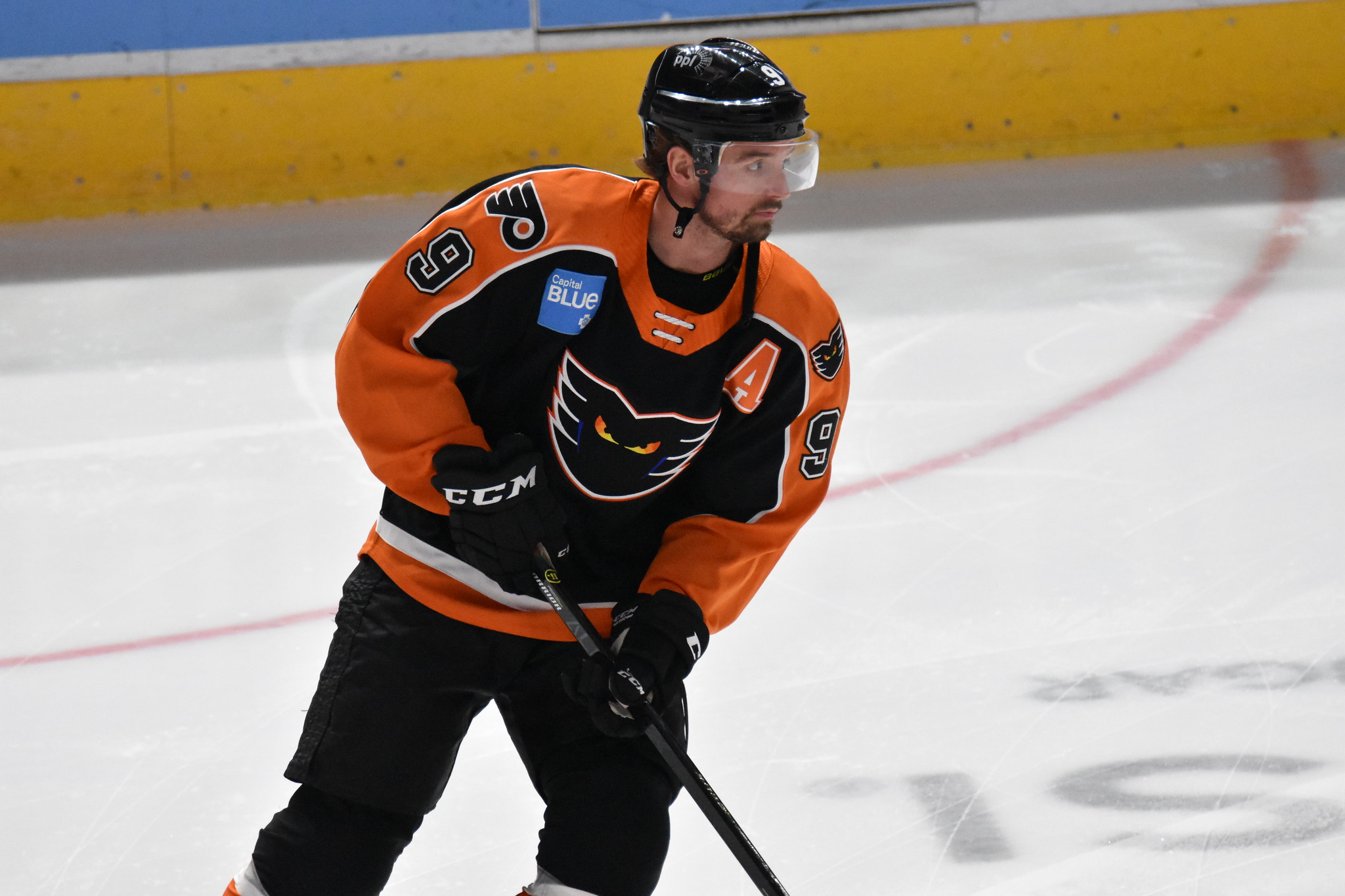 Phantoms co-captain Cal O'Reilly was injured after taking a big hit behind the net from Hershey enforcer Kale Kessy.