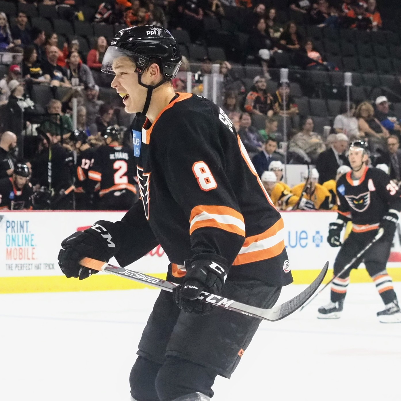 Matthew Strome tallied his first career pro goal in the first period Friday night against the Penguins.