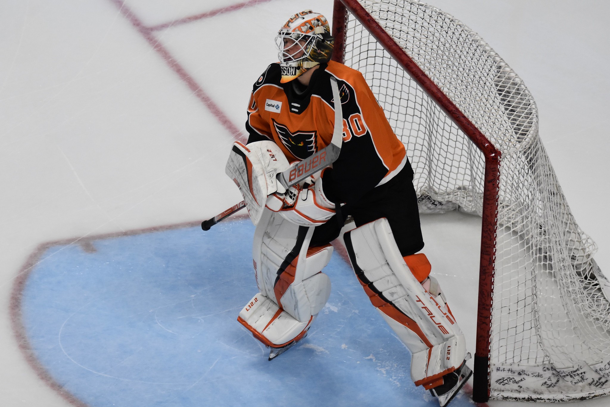Phantoms goaltender Samuel Ersson returned to game action Saturday night, but left after two periods due to injury.