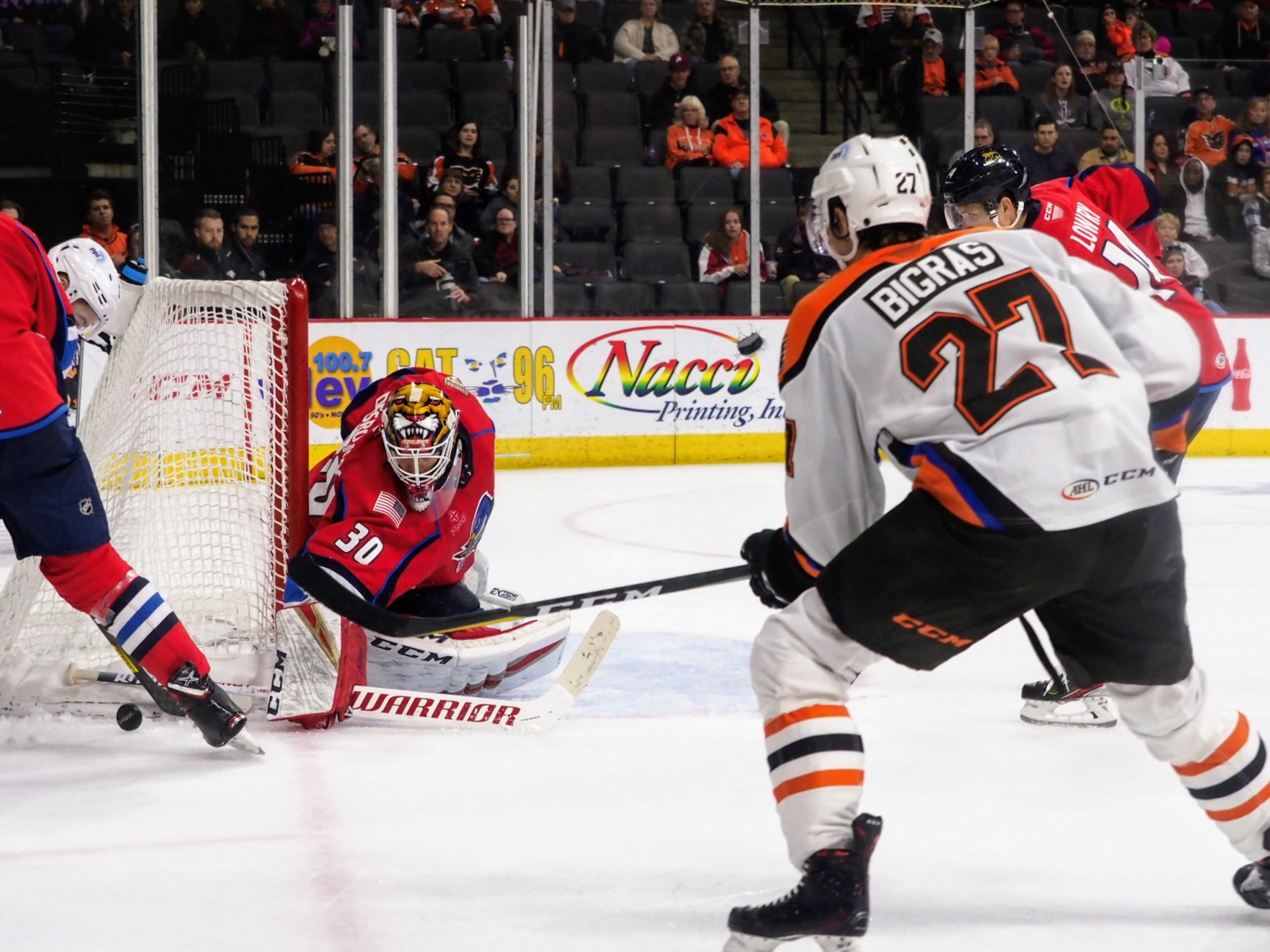 Philippe Desrosiers stopped 62 shots to lead Springfield to an unorthodox win over Lehigh Valley Wednesday night.
