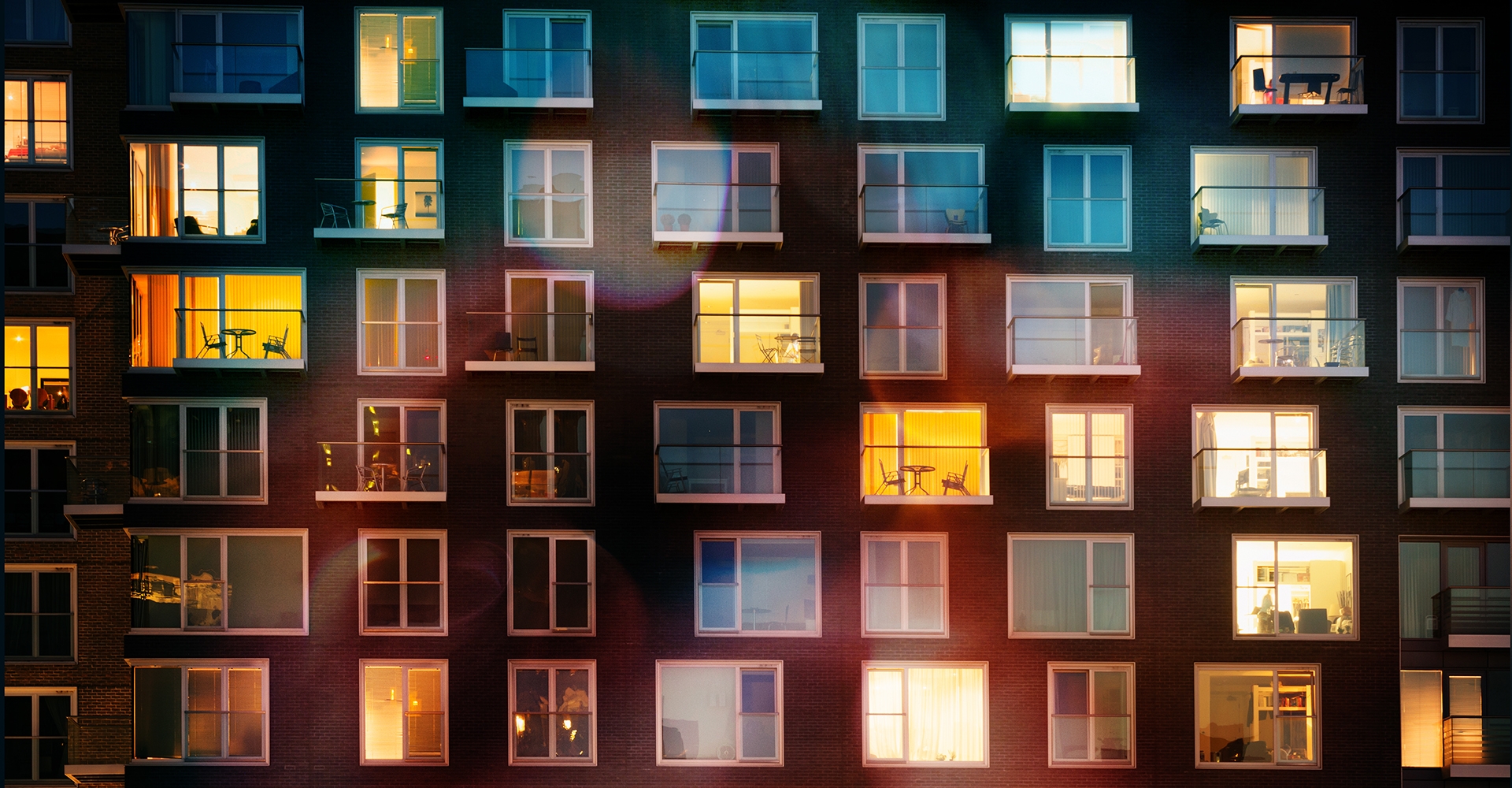 Modern apartment block at dusk themes of urban scene apartment housing