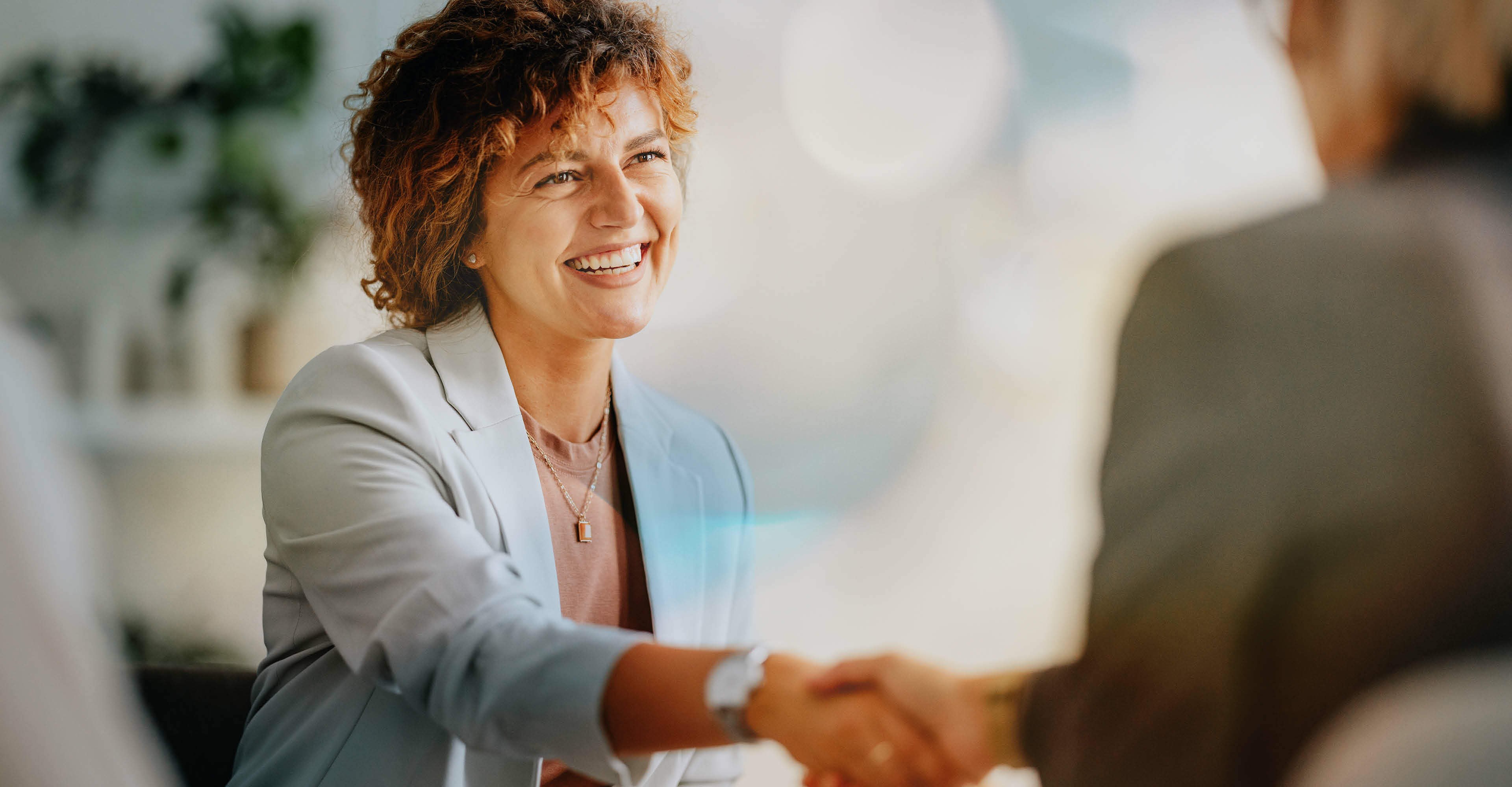 Professional Businesswoman Shaking Hands In Office Meeting