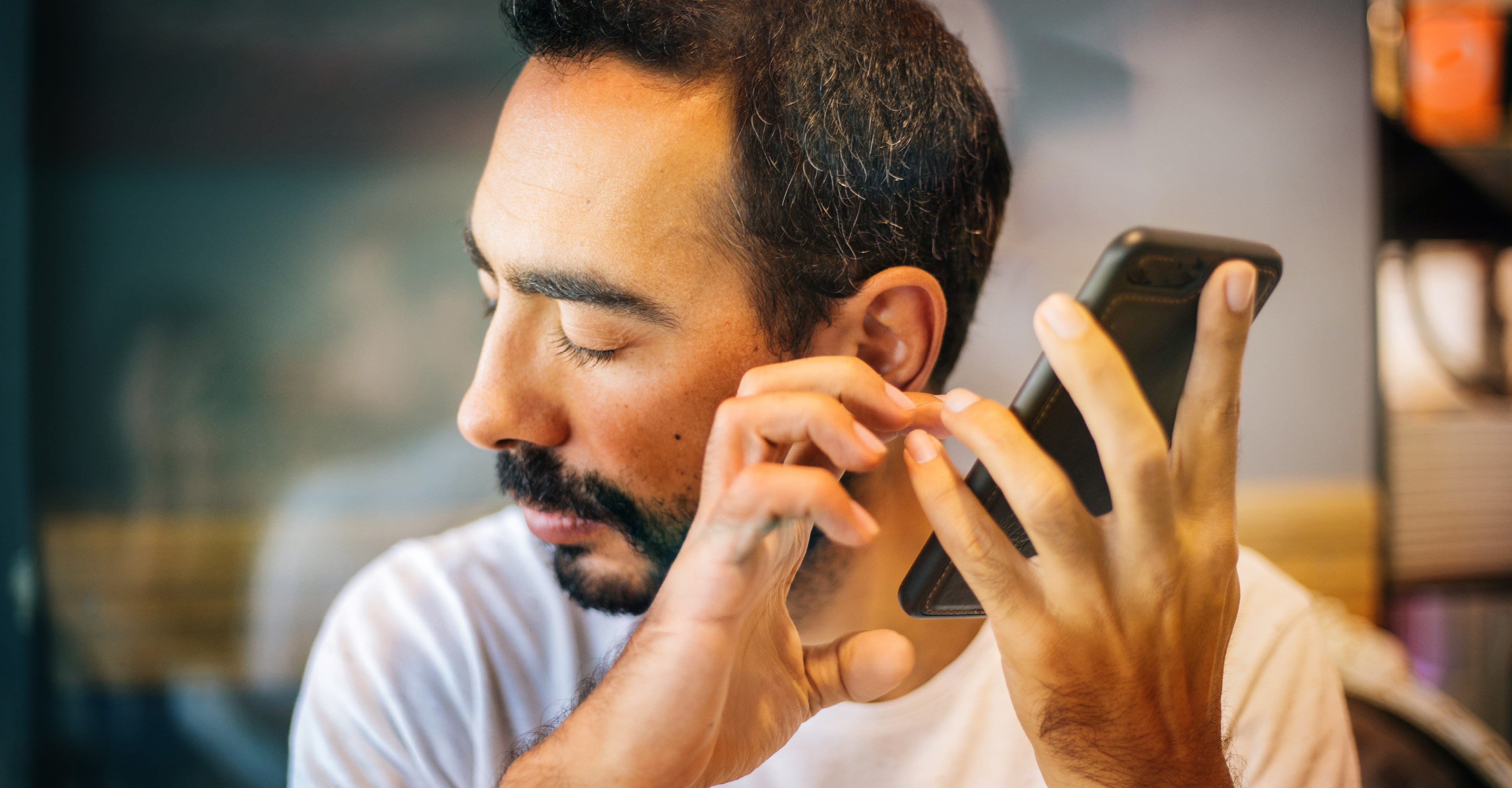 man using smartphone