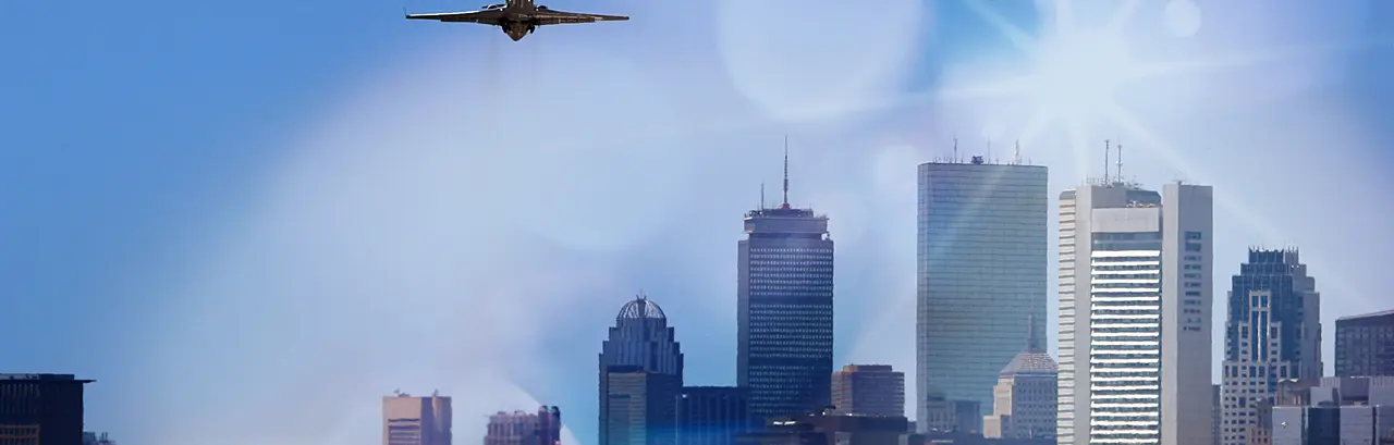 Aircraft departing Boston's Logan International Airport.