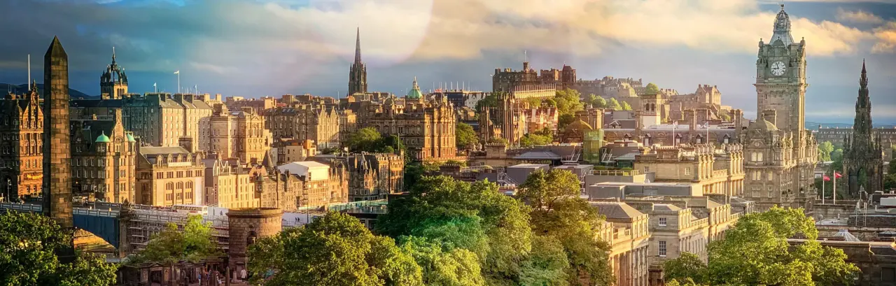 Edinburgh skyline at sunset