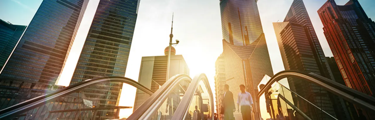 escalator in Shanghai lujiazui financial center, China