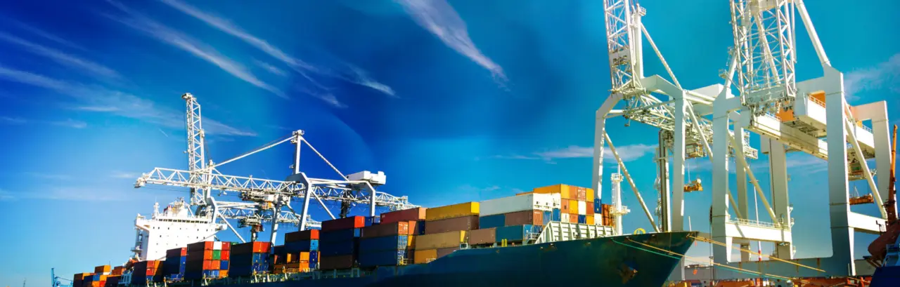 Large container vessel unloaded in Port of Rotterdam