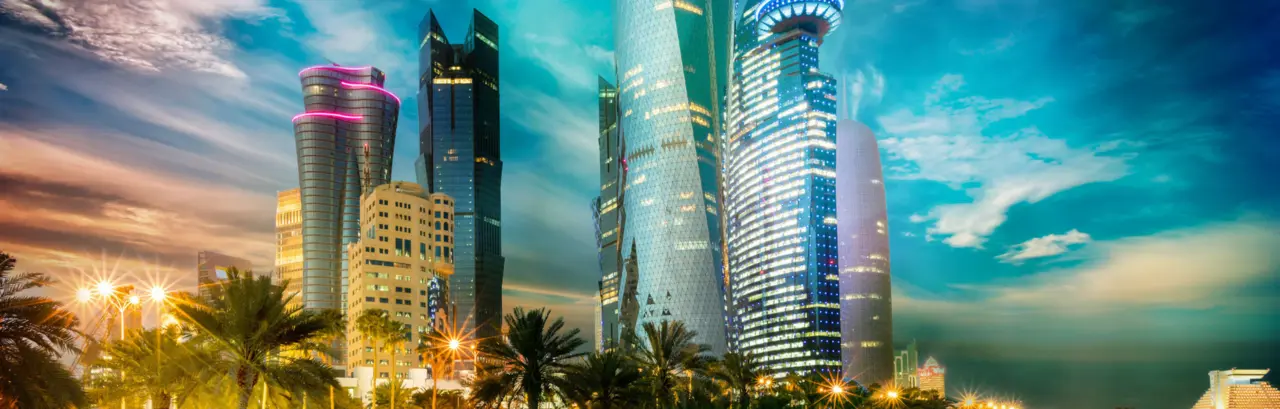 Impressive sunset over Doha's City Center