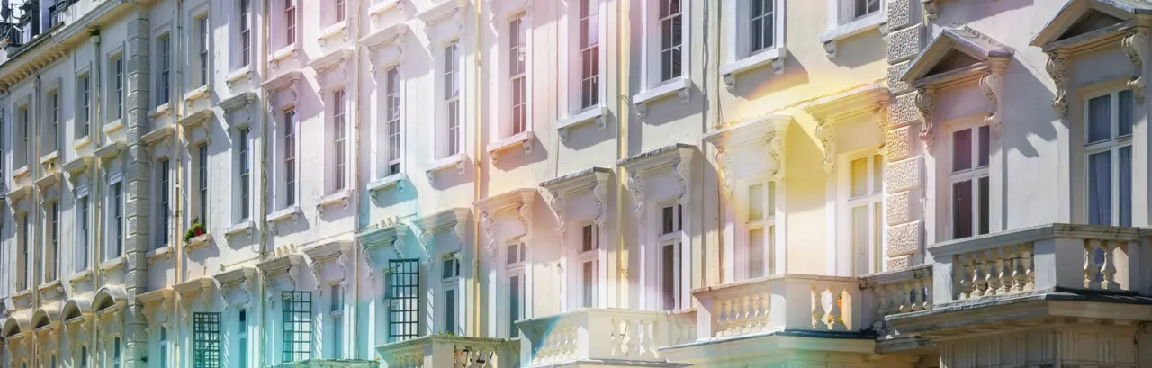 Facade of Georgian style terraced houses in London