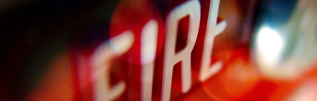 Close-up of a fire alarm.