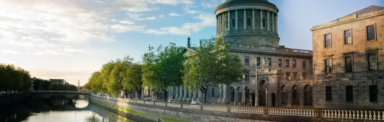 River Liffey and the Four Courts in Dublin, Ireland.