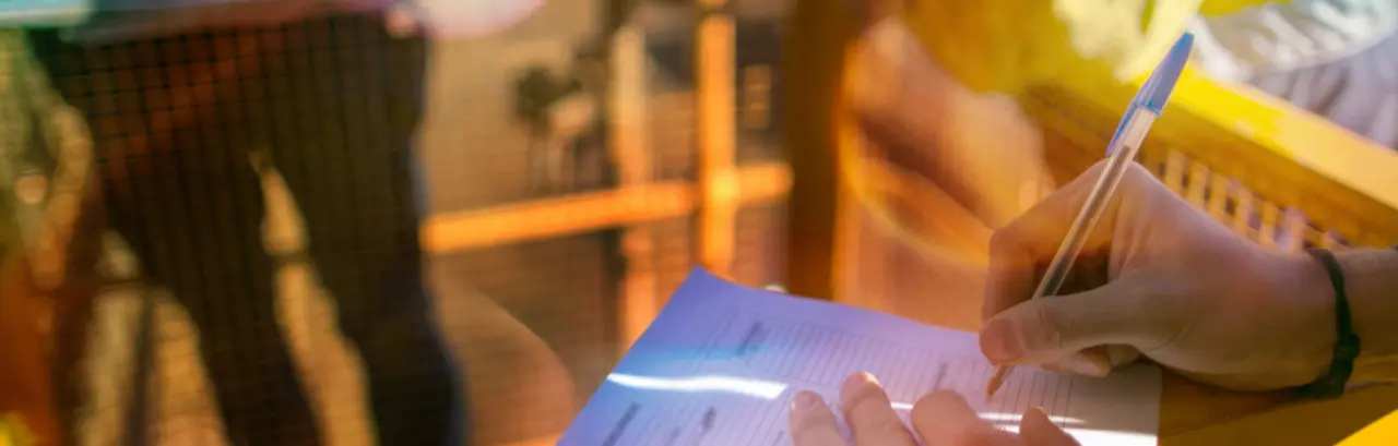 Miner supervisor reviewing document before working on site