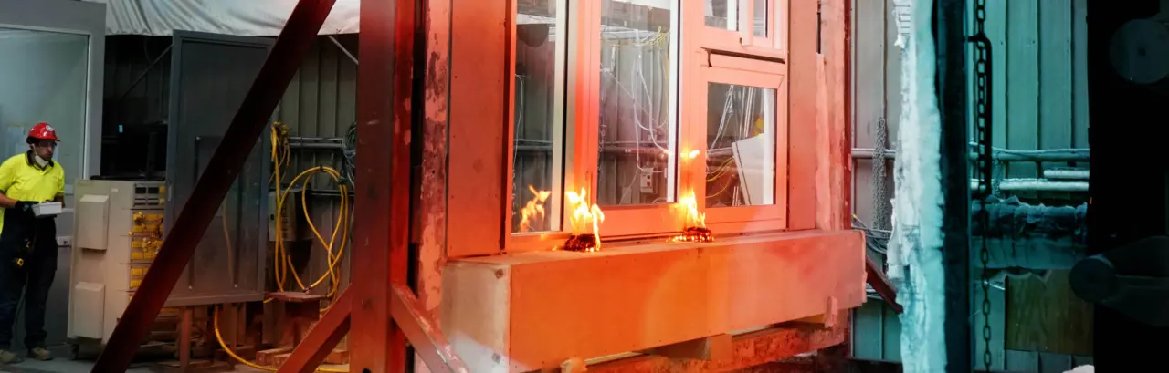 Bushfire test being conducted in a laboratory