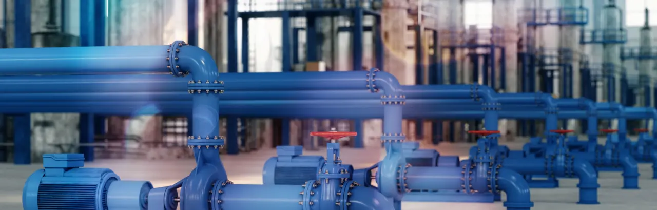Water Pumps, Pipes And High Pressure Pump Engines In Plant