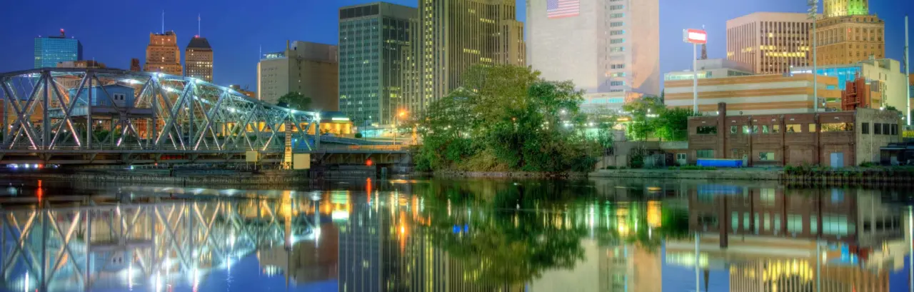 newark new jersey skyline by night