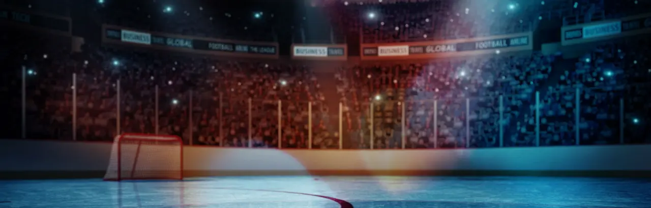 Professional hockey stadium arena in indoors stadium full of spectators