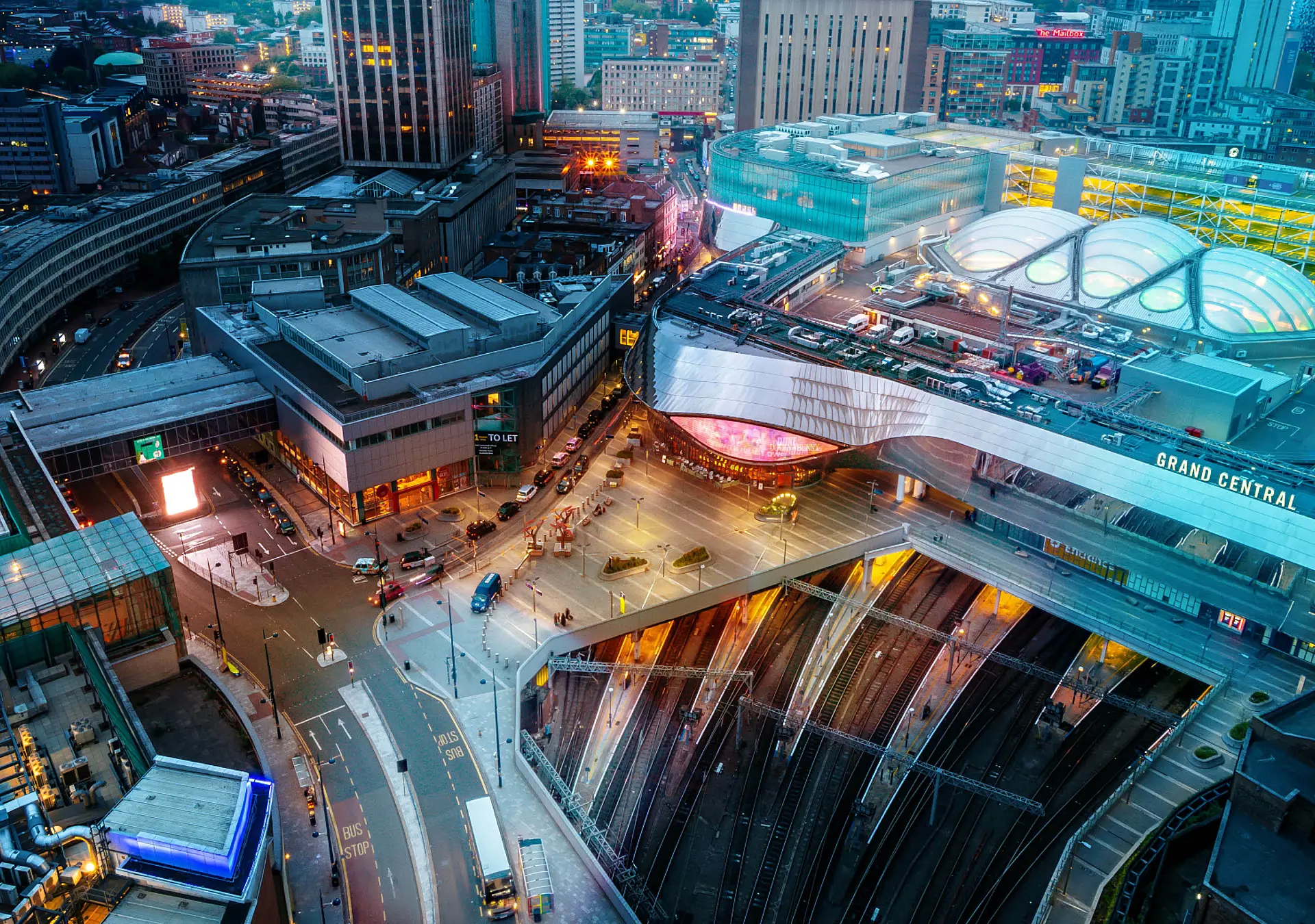 Aerial view of the city of Birmingham
