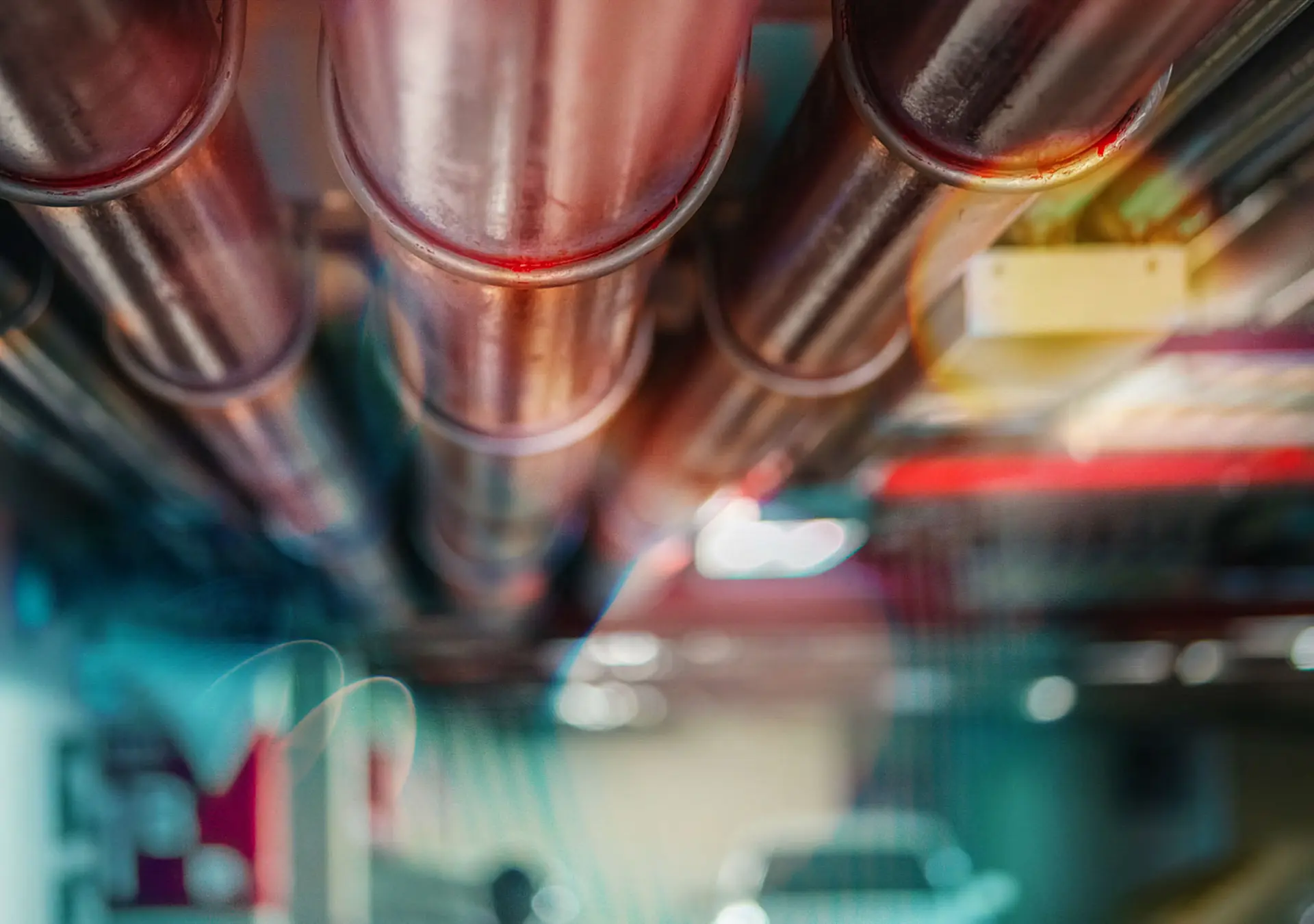 Water pipes attached to the celling to supply life saftey systems
