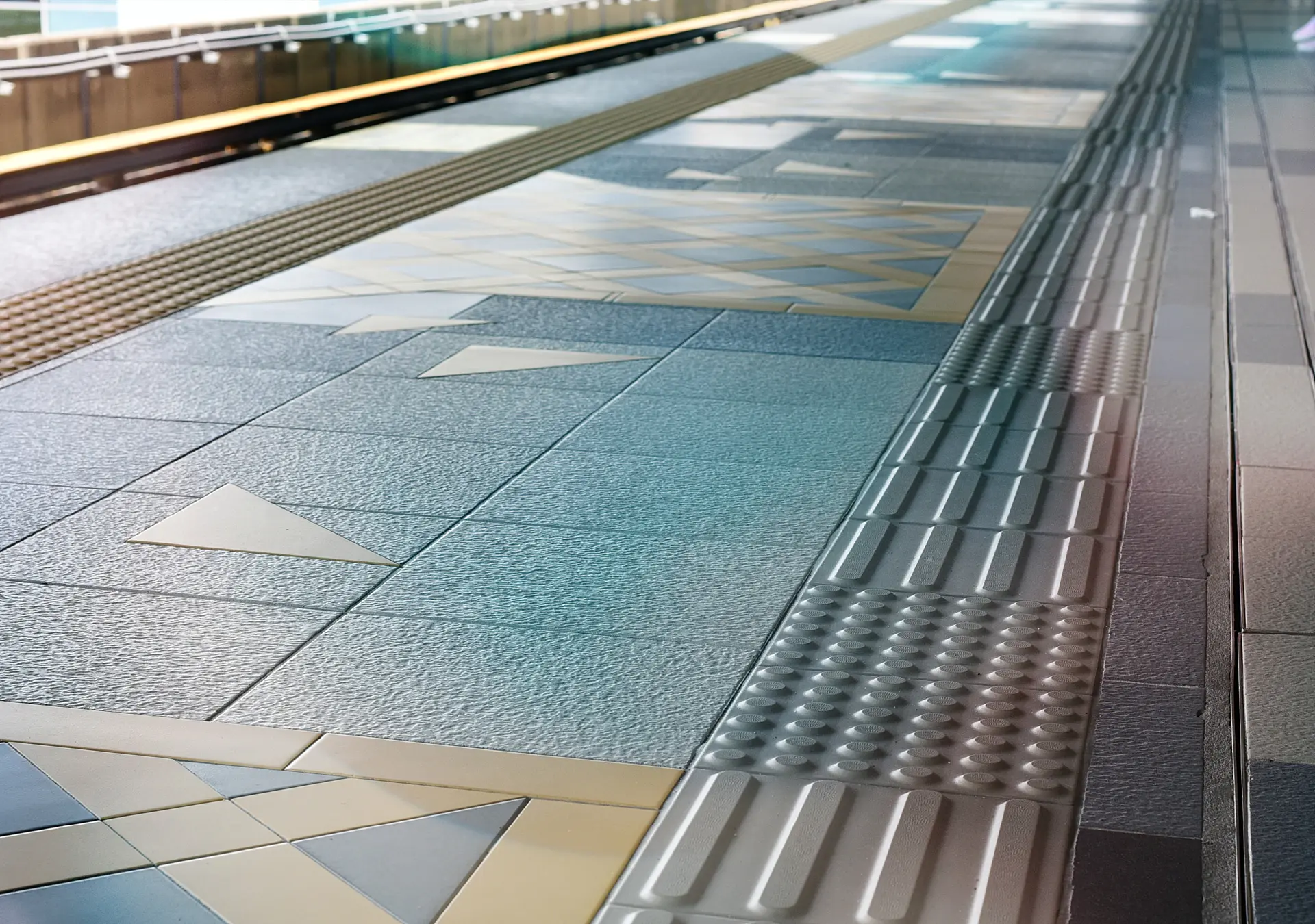 Tactile paving for blind handicap in a train station