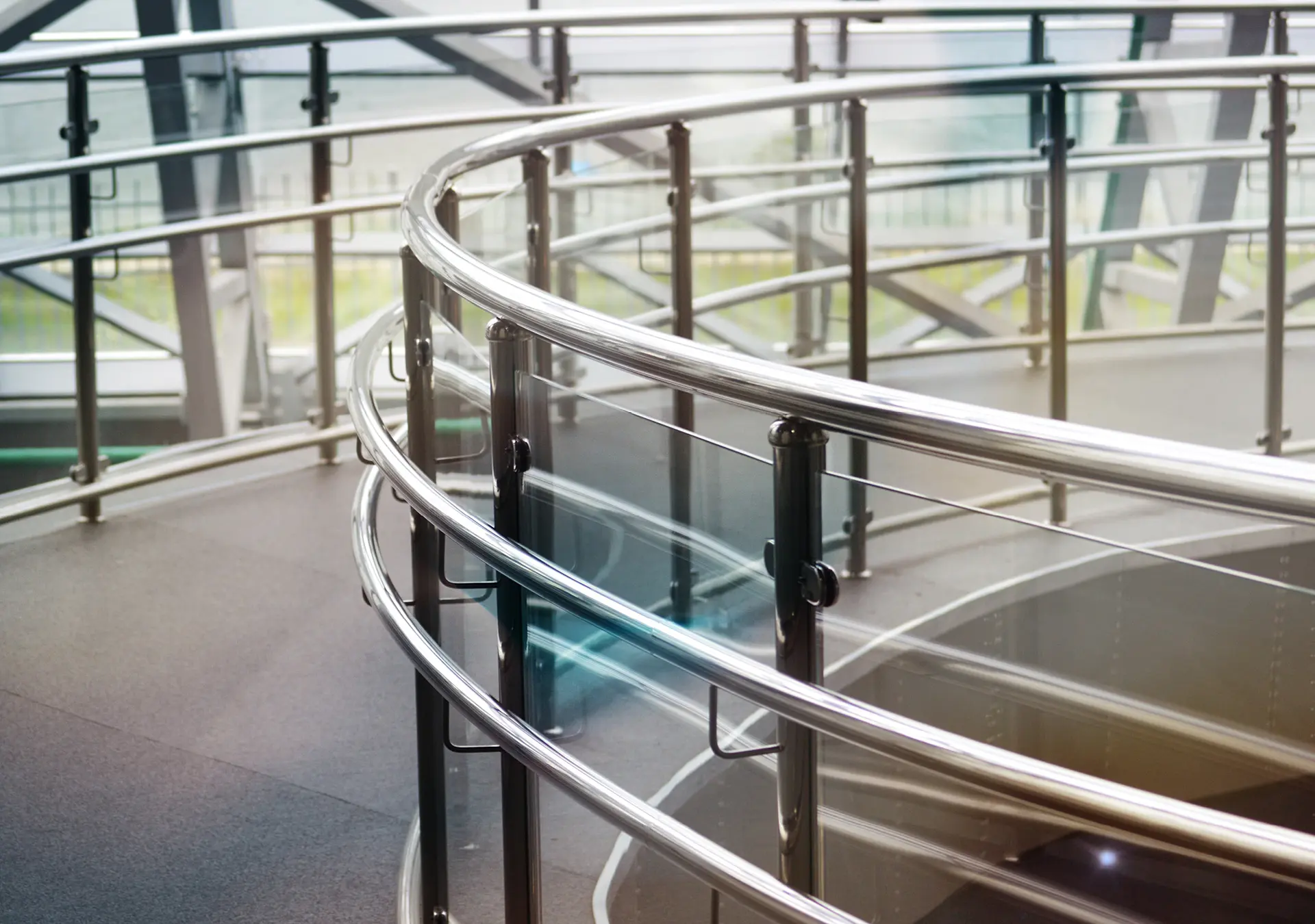 indoor curved metal railing fencing