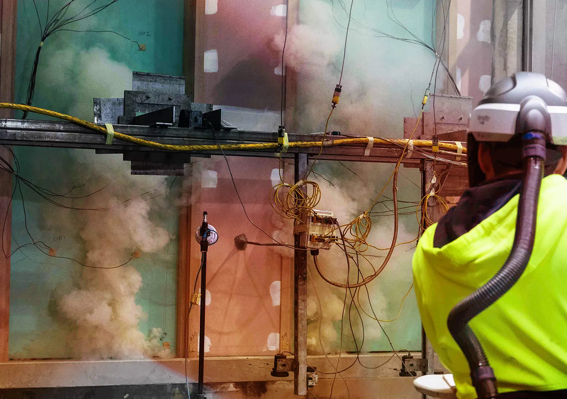 Consultant conducting Fire Testing at Jensen Hughes Lab