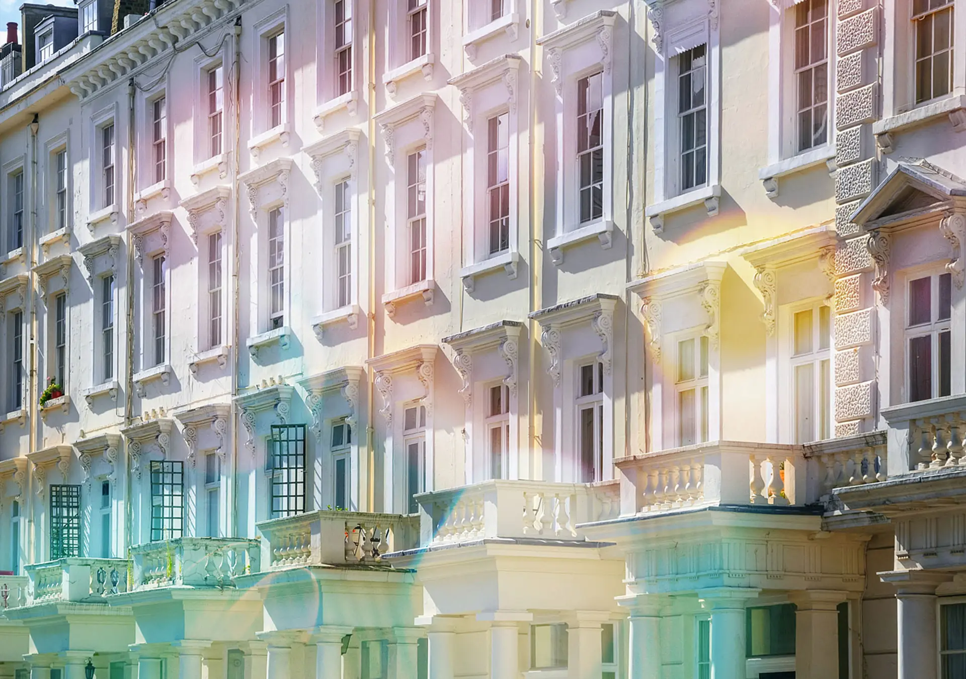 Facade of Georgian style terraced houses in London