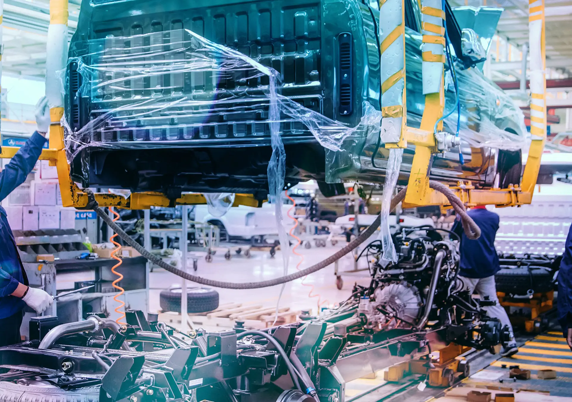 Industrial Automotive Assembly Line Workers