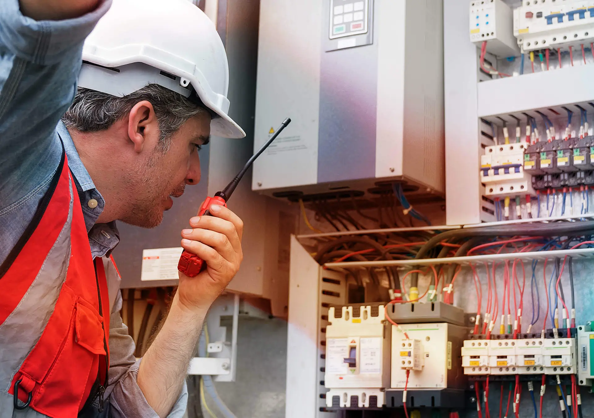 Male checking, repair, maintenance operation electric system