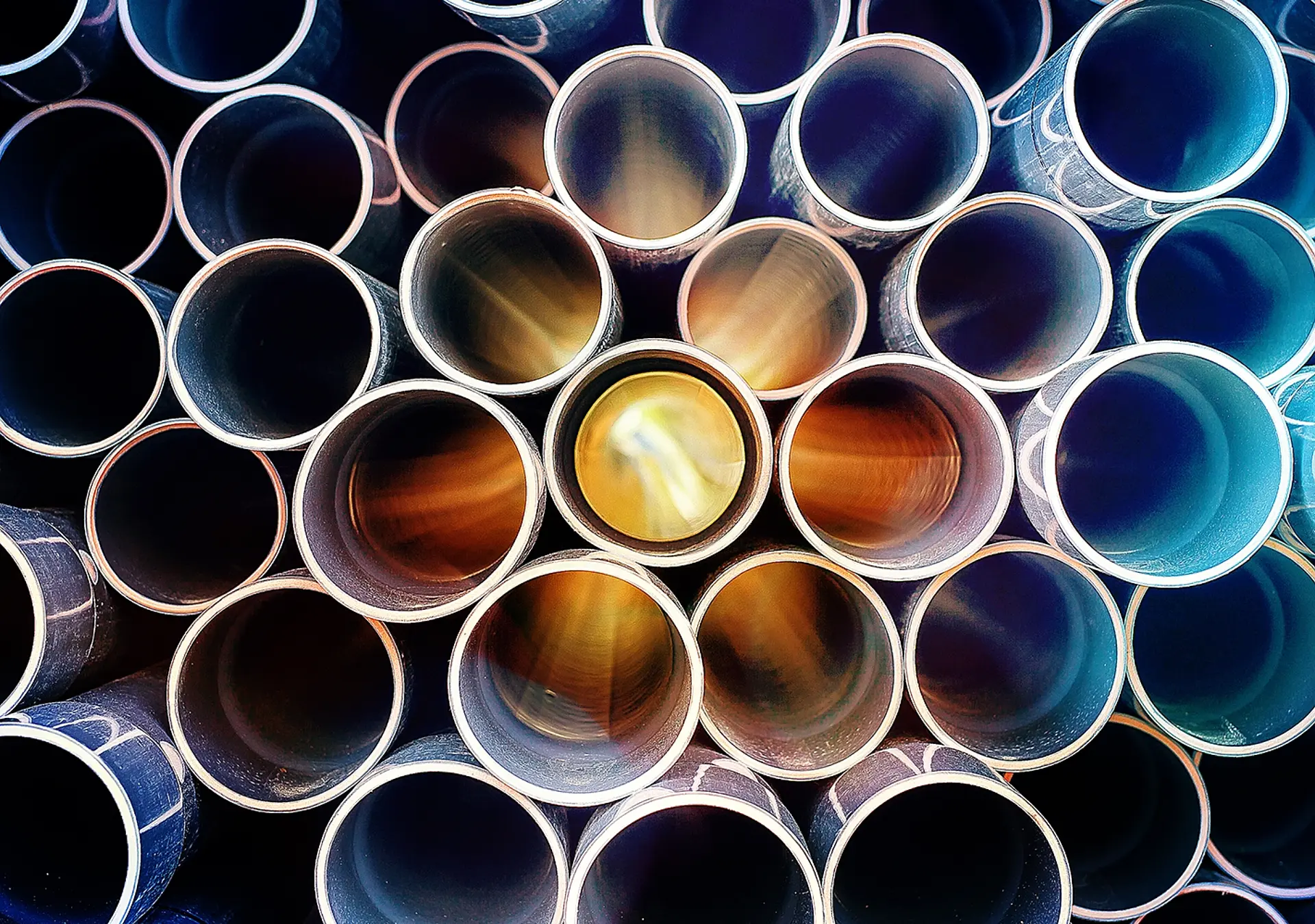 abstract pattern of aged pvc pipe with sun lights