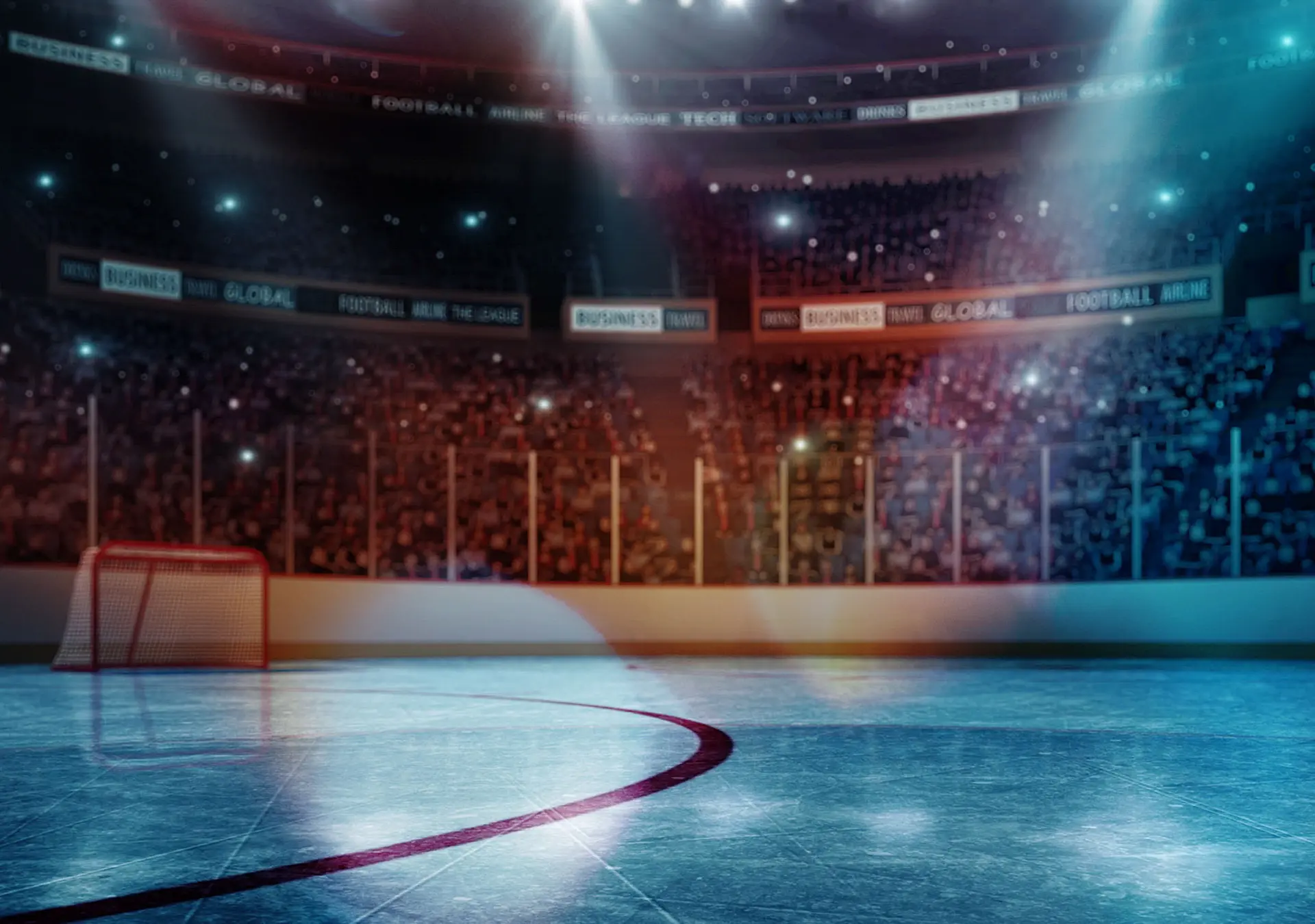 Professional hockey stadium arena in indoors stadium full of spectators