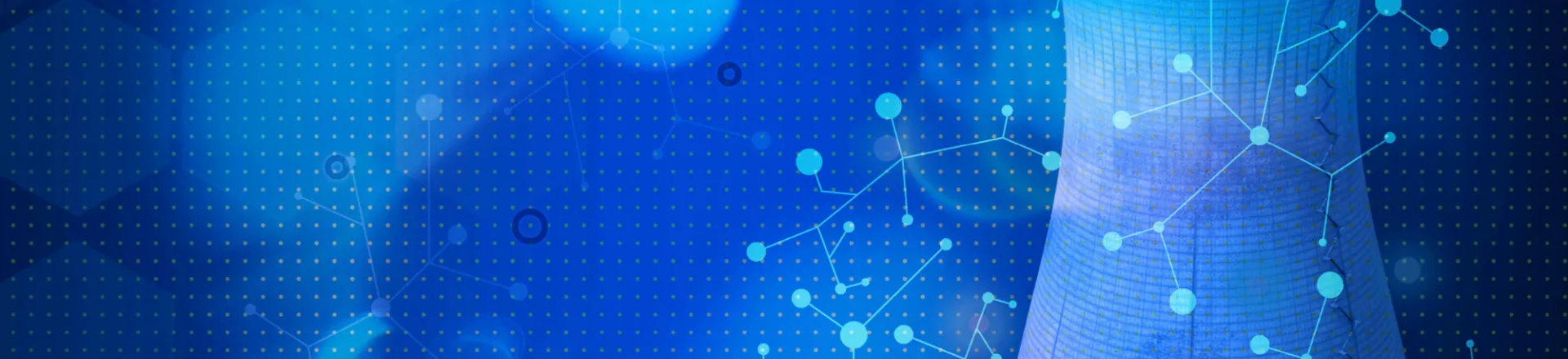 Technological nuclear object on high tech blue background