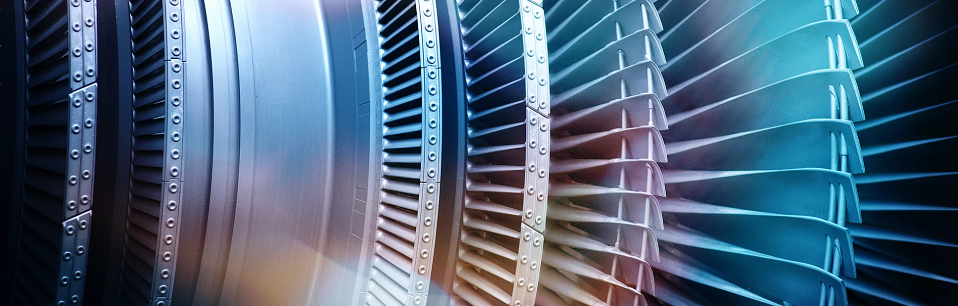 Close-up of turbine fan blades.