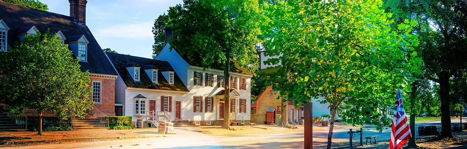 A view down the main street in Colonial Williamsburg, Virginia.