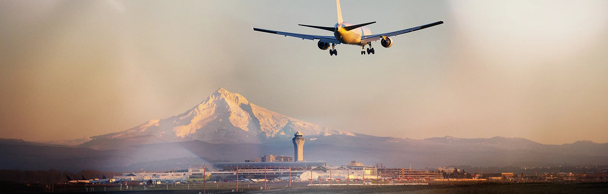 Portland Airport PDX Mt Hood sunset
