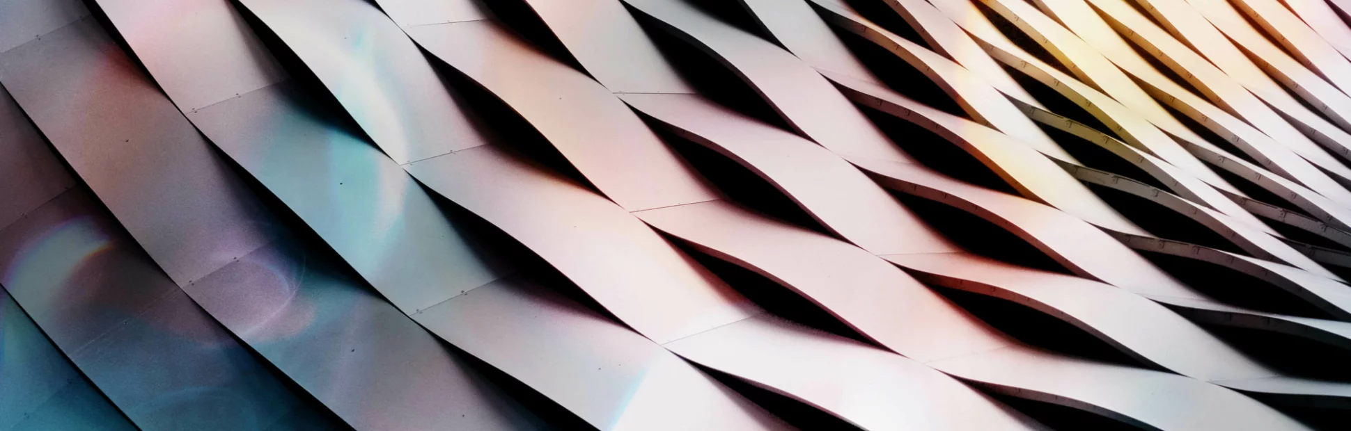 Modern architecture building with perforated metal roof.