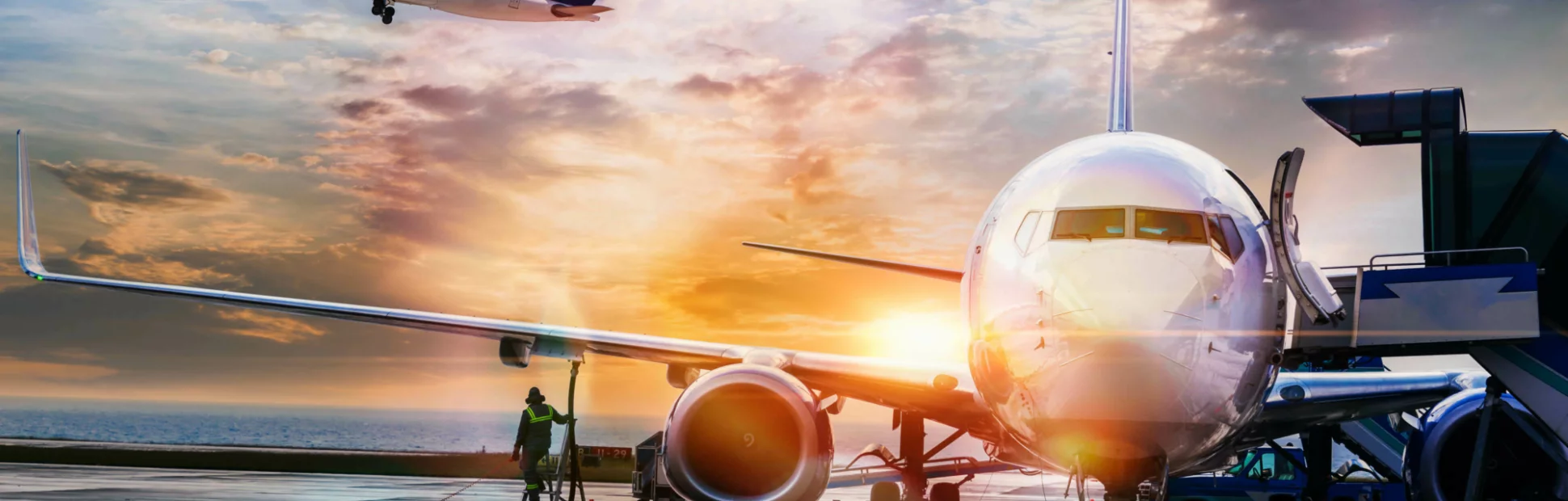 Passenger airplane getting ready for flight