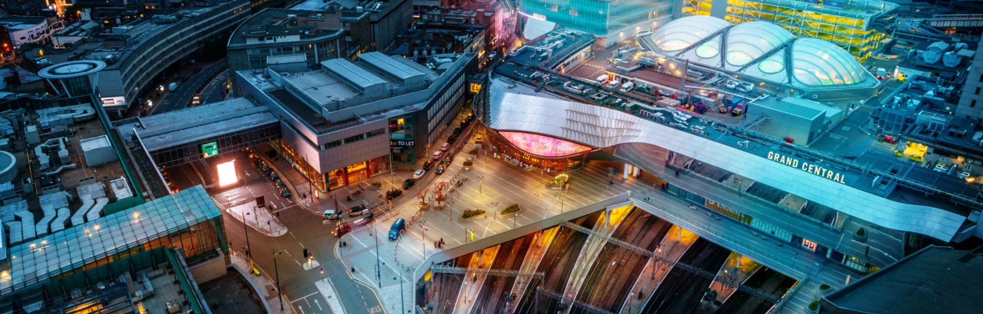 Aerial view of the city of Birmingham