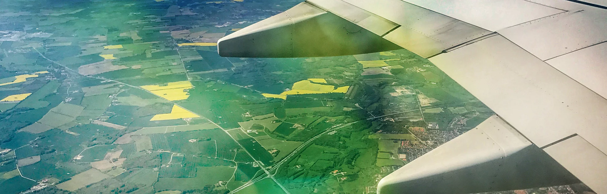 Fields in Denmark from the sky - View from an airplane