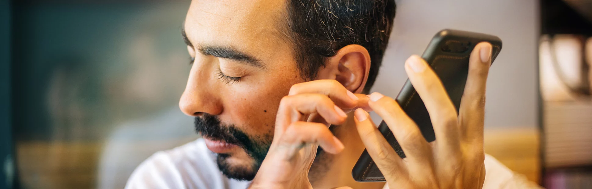 man using smartphone