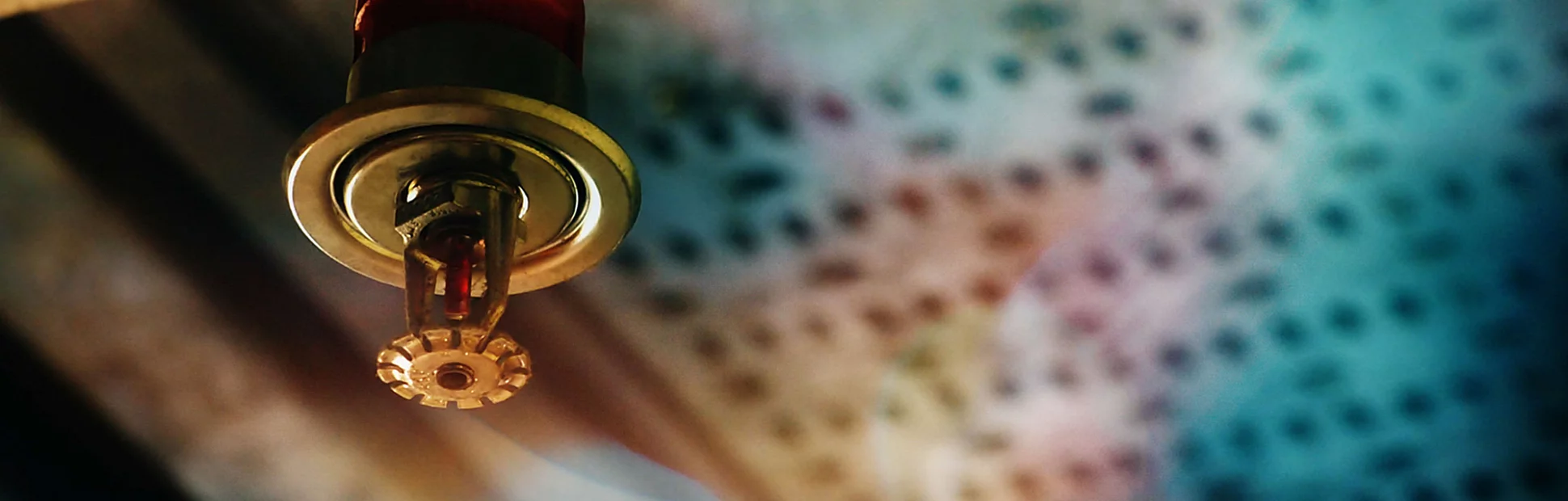 Image of a commercial fire suppression sprinkler in a warehouse type ceiling